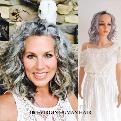 China Brazilian Super Wave Highlight 1b/gray Color Super Wave Full Lace Wig Best Overnight Sale Gray Hair for sale