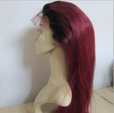 China Silky Straight Dark Red Ombre Root /dark Wave Color#530 Burgundy Lace Wigs Full Hair Wigs for sale