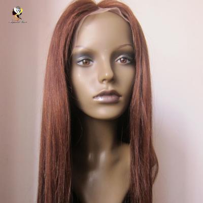 China Newest Silky Straight Wave Design Cuticle Aligned Brazilian Silky Straight Sassy Human Hair#30 Brown Auburn Hair Full Lace Wig for sale