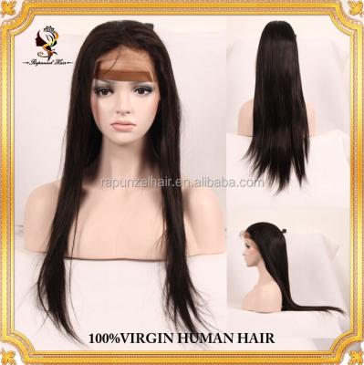 China Best Selling Cheap Natural Black Silky Straight Women's Indian Wave Hair Full Lace Wigs for sale