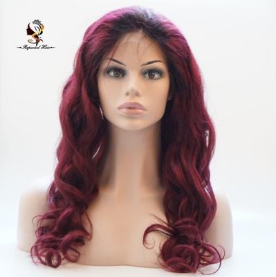 China Silky Straight Wave Brazilian Hair Lace Front Wig Overnight delivery1B 99J Ombre Burgundy for sale