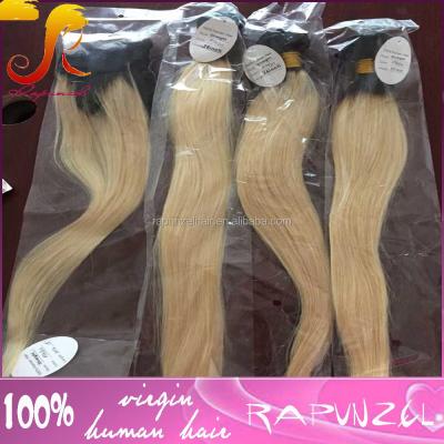 China Cheap 1b/613 tone silky straight ombre brazilian virgin hair two bundles with lace closure for sale