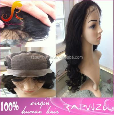 China Super Soft Comfortable Silicone Wig Basic Full Wave Hair Silk Top Lace Wigs With PU Around for sale