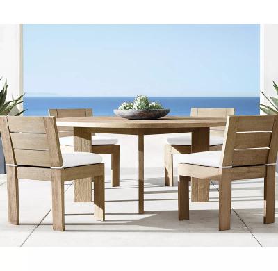 China Eco-freindly Handwoven Eco-freindly All Weather Furniture Teak Solid Wood Outdoor Dining Set for sale