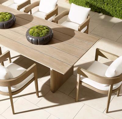 China Eco-freindly Eco-freindly Beach Restaurant Patio Furniture Dining Table Set Waterproof Teak Wood for sale