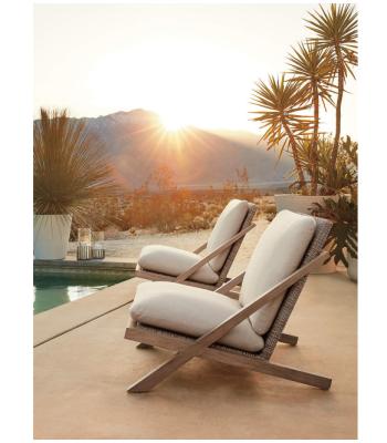 China Eco-freindly Eco-freindly All Weather Wicker And Teak Wood Outdoor Sun Loungers for sale