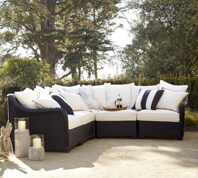 China Eco-freindly Eco-freindly outdoor wicker furniture 5 seater corner garden sofa set for sale