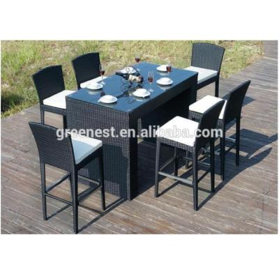 China Eco-freindly Eco-freindly Set Outdoor Bistros Furniture High Stools Rattan Plastic Bar Table for sale