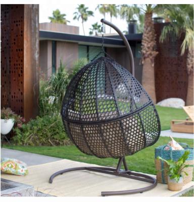 China Best Selling Eco-freindly Rattan Outdoor Patio Hanging Double Egg Chair for sale