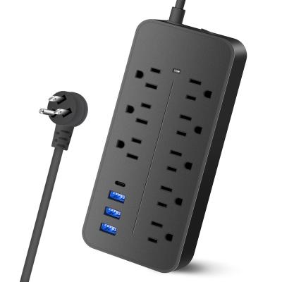 China Portable Type C Port Outlet Extension Power Strip Surge Protection Power Strip 8 Outlet USB Type C for sale