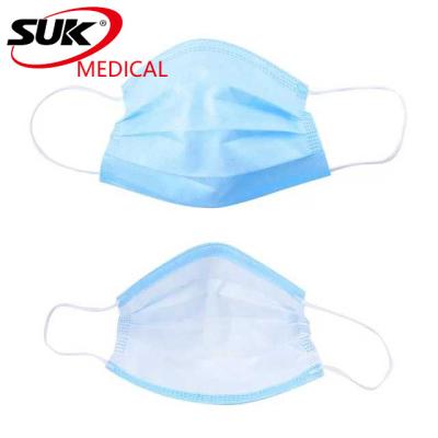 China SUK High Quality Protective Medical Mask Adult Physician Disposable 3 Ply Nonwoven Protective Face Mask EN14683 TYPE CE II Blue for sale