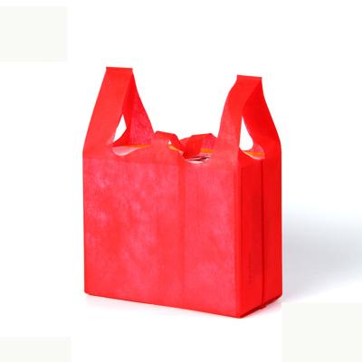 China Handled PP Non Woven Biodegradable Non Woven Resealable Nonwoven Red White Black Green Green Black White Shopping Bag T-shirt Bag OEM Orders Welcomed Free SUK for sale