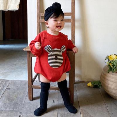 China Newborn longsleeved unisex long sleeve romper sweatshirt knitted bear baby romper wholesale custom for sale