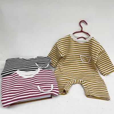 China Lovely baby clothes sleep striped knitted newborn rompers winter overalls baby rompers pajamas for sale