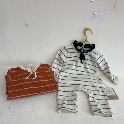 China Newborn Spring Autumn Clothes Long Sleeve Knitted Romper Stripe Baby Boy Long Sleeve Overalls for sale