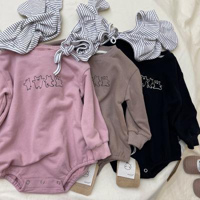 China Long sleeve autumn winter baby clothes set lovely little pig bubble baby boy print sweatshirt romper for sale