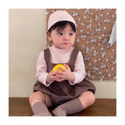 China Breathable Stripe T-shirt Romper And Hat 3pcs Sets Baby Winter Newborn Baby Clothes Sets High Quality for sale