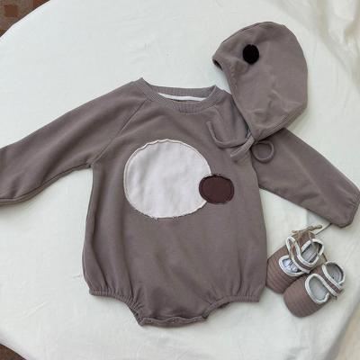 China Long Sleeve Autumn Winter Sweatshirt Jumpsuit And Hat Toddler Clothes Set Newborn Baby Boy Rompers for sale