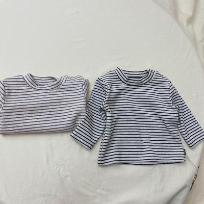 China Stripe Knitted Baby T-shirt Autumn Winter Breathable Winter 3-6 Months Unisex Long Sleeve For Baby Boy Girl for sale