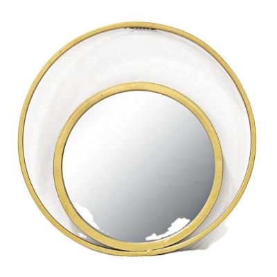 China Minimalist Custom Design Gold Circle Mirror Wall Decor Wire Metal Mirror Art Round Home Decor Hanging Mirror for sale