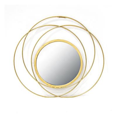 China Other factory wholesale round metal gold frame decorative mirror for hotel use for sale