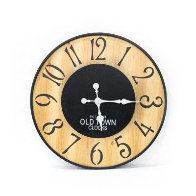 China Antique Style Factory Direct Living Room Wall Hanging Black Painted Metal Around Modern Home Decor Wall Clock for sale