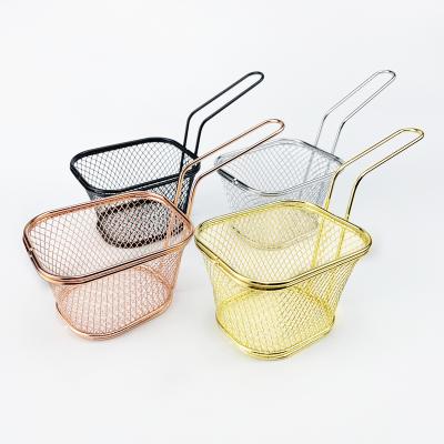 China Sustainable Popular Amazon Food Grade Stainless Steel Fry Basket With Comfortable Handle for sale