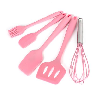 China New Design Modern Kitchen Tool Easy Cleaning Silicone 5pcs Kitchen Utensils Set With PP Bag for sale