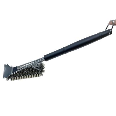 China Convenient Easily Cleaned BBQ Tool 430 Stainless Steel BBQ Grill Brush With Comfortable Handle for sale