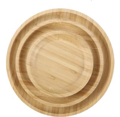 China Sustainable Natural Bamboo Dishes Set Of Durable 3 Dishes Easy Clean Tray for sale