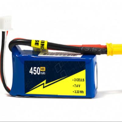 Cina 7.4 Volt Drone Batteria 45C 2s 450mah Lipo Batteria Per RC Modello / Hobby Aeroplano in vendita