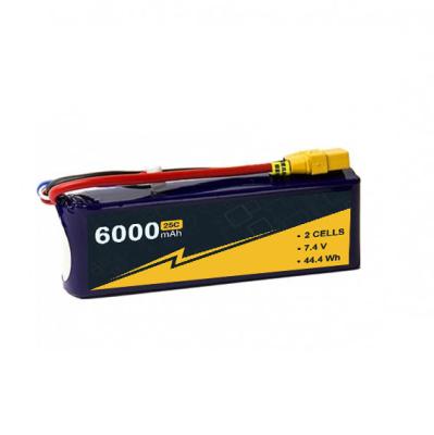 Cina Stabile 7.4V 25C 6000mAh 2S batteria RC barca con connettore XT-90 in vendita