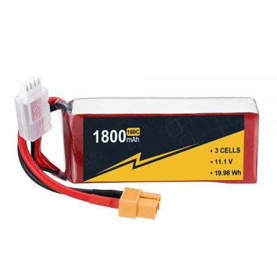 Китай Высокая емкость 11,1В 3s 1800mah Липо аккумулятор 160C Rc Лодка Липо аккумулятор продается