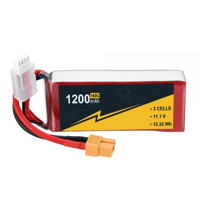 China Hardcase RC Boat Battery 11.1V 3s1p Lipo Battery 1200mAh 160C for sale