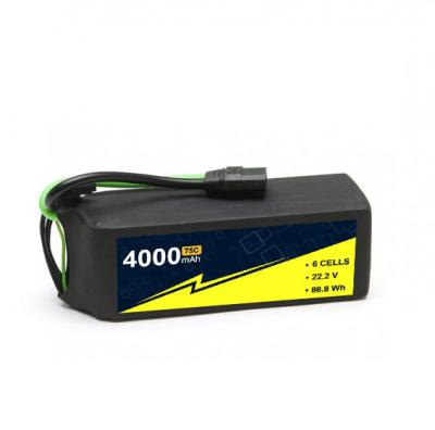 中国 75C 150c 飛行機 リポ電池 22.2V 6s 4000mah リポ電池 軽量 販売のため