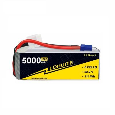 China Other Anode Material 6S Lipo Battery 22.2v 5000mah 50C 100C Drone Battery with XT90 Te koop