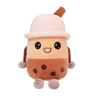 China Wholesale Soft Touch Boba Plush Milk Tea Toy Lovely Smile Bubble Tea Stake Pillow Boba Milk Tea Doll With Bead For Kids for sale