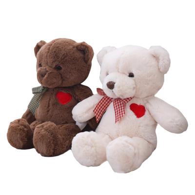 China Red Heart Teddy Bear Toy Popular Cuddly Teddy Bear Toy With Embroidery Cute Stuffed Plush Stuffed Ribbon Wholesale For Valentine's Day for sale