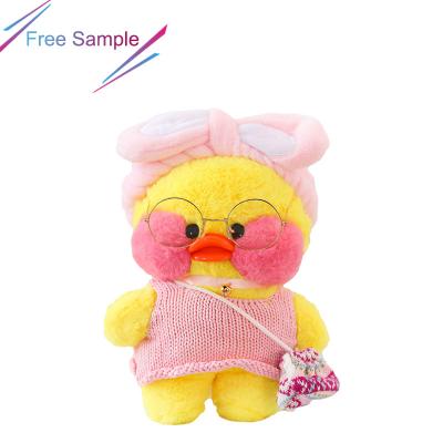 China Free Sample Lalafanfan Duck Plush Doll Various Styles Duck Stuffed Toys Plush Lalafanfan Duck with Clothes Glass Free Sample Toy for sale