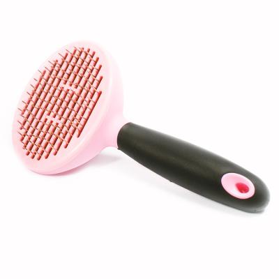 China Hot sale stocked and high quality customizable logo pet grooming throwing brush self-cleaning comb deshedding tool for sale