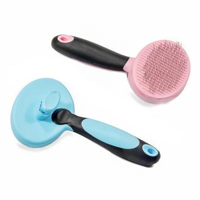 China Stocked Customizable Size Quality Low Price Logo Pet Cleaning And Grooming Products Paint Throw Mold Self-cleaing Slicker Brush for sale