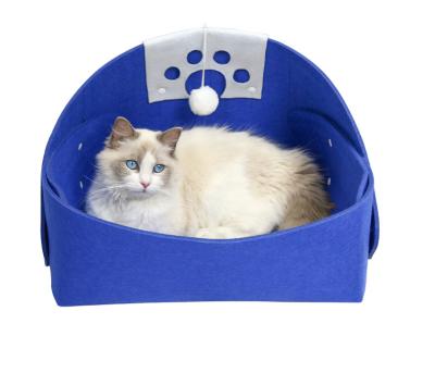 China Removable and Washable Nest Felt Viable Pet Pet Bed Universal Four Season Cat Nest Triangle Cat House Teddy Dog Nest Porcelain Pet Supplie for sale