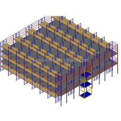 China Cat Warehouse Corrosion Protection Walk Mezzanine Multilevel Rack Steel Mezzanine Floor Shelving System for sale