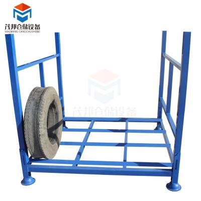 China Low Price Collapsible Stackable Automobile Tire Display Rack Safety Stretching Wire Mesh Pallet Cage for sale