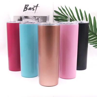 China 2019 Hot Selling Amazon Sustainable Watersy Wall 304 Stainless Steel Double Vacuum Insulated Lean 20oz Tumbler Cups With Lid And Straw for sale