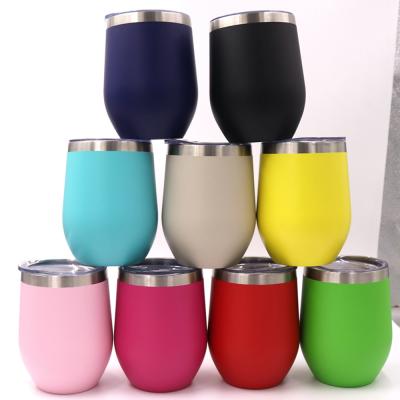 China 2022 Disposable Sales Promotion USA Amazon 12oz Insulated Double Wall Stainless Steel Coffee Wine Cup Wine Tumbler With Closing Lids for sale