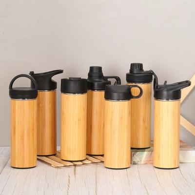 China Watersy New Arrival 304 Stainless Steel Inner Bamboo Press Sublimation and Wooden Heat Sustainable Upright Water Bottles With Lid for sale