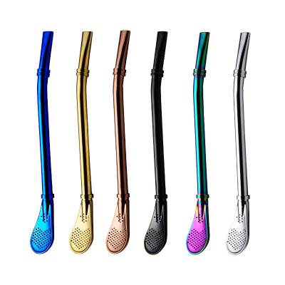 China 2022 hot sale argentina 304 stainless steel yerba mate teacup tea cup disposable flower tea drink straw filter stirring straw spoon for sale