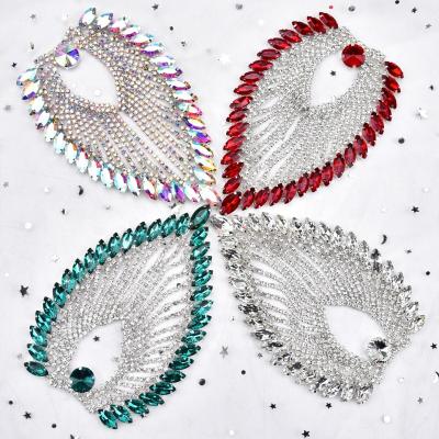 China Flatback Fashion Crystal AB Rhinestone Wings Applique Rhinestone Glass Patches Sew On Shoulder Decoration Wedding DIY Garment Accessories for sale