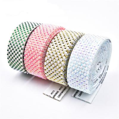 China Hot Flatback ab Color Resin Pearl Adhesive Sticker Fix Crystal Rhinestone Tape Trim Belt Tape For Costume Shoe Wedding Home Decoration for sale